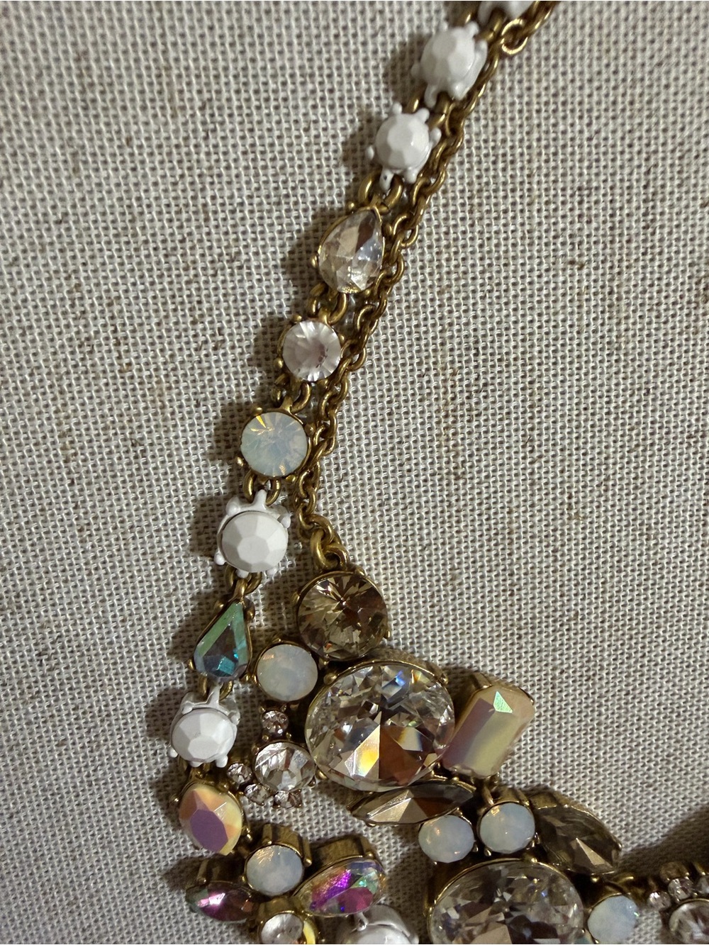 J.CREW Iridescent floral Aurora Crystal Rhinestone Opal Statement Necklace Y2K - Picture 9 of 17